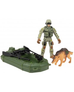 Set de joacă  Toi Toys Alfafox - Soldat cu câine și barcă