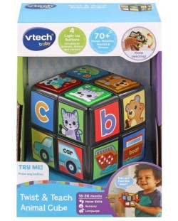 Jucărie interactivă Vtech -Învârte și învață, Animal Cube