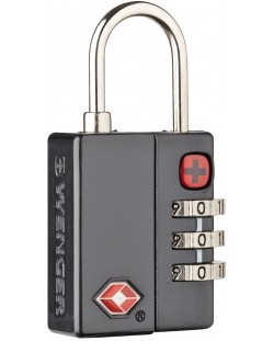Lacăt cu cod din trei cifre Wenger - Dialog Lock TSA, negru