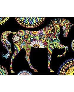 Tablou de colorat ColorVelvet - Mandala, cal, 47 x 35 cm