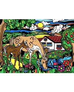 Tablou de colorat ColorVelvet - Cai, 47 x 35 cm