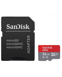 Card de memorie SanDisk - 32GB, Ultra Micro SDHC, Adapter, negru/gri