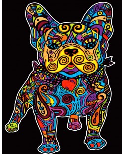 Tablou de colorat ColorVelvet - Bulldog francez, 29,7 x 21 cm