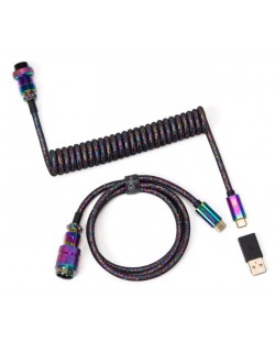 Cablu pentru tastatură Keychron - Premium Rainbow Plated Black, USB-C/USB-C, negru