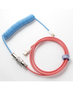 Cablu pentru tastatura Ducky - Bon Voyage, USB-A/USB-C, albastru/rosu