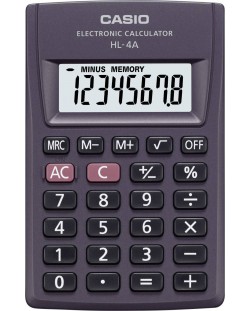 Calculator de birou Casio - HL-4A, buzunar,Afisaj cu 8 cifre, negru