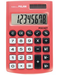 Calculator Milan - Pocket, 8 cifre, rosu
