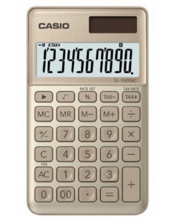 Calculator Casio SL-1000SC de buzunar, 10 dgt, auriu metalic