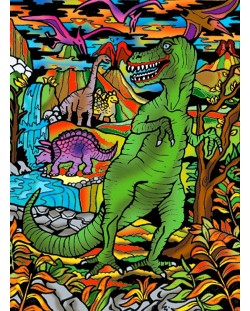 Tablou de colorat ColorVelvet - Dinozauri, 47 x 35 cm