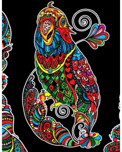 Tablou de colorat ColorVelvet - Papagal, 47 x 35 cm