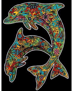 Tablou de colorat ColorVelvet - Delfini, 29,7 x 21 cm
