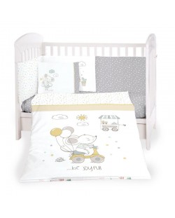 Set 6 piese cearsaf de pat pentru bebelusi Kikka Boo - Joyful Mice, 70 х 140 cm