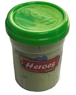 Nisip kinetic Heroes - Cu capac cu forma, verde, 200 g