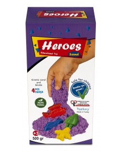 Nisip kinetic in cutie Heroes - Culoare violet, cu 4 figurine