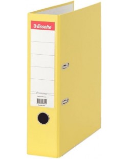 Suport vertical pentru documente Esselte Eco - А4, 7.5 cm, РР, canturi metalice, etichetă detașabilă, galben