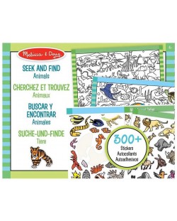 Carte cu stickere Melissa & Doug - Gaseste si coloreaza, animale