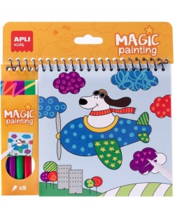 Carte de colorat Apli Kids - cu 5 markere magice