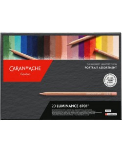 Set de creioane colorate Caran d'Ache Luminance 6901 - 20 de culori, portret