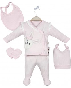 Set maternitate pentru bebeluşi BabyZuff - Pink Rabbit, 5 piese