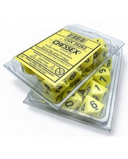 Set zaruri Chessex Opaque Pastel - Yellow/black, 10 bucati