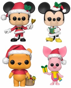 Funko POP! Disney: Mickey Mouse - Mickey Mouse, Minnie Mouse, Winnie The Pooh, Piglet (Flocked) (Ediție specială)