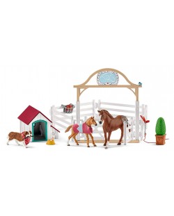 Set figurine Schleich Farm World Horses - Calutii lui Hana si cainele Ruby