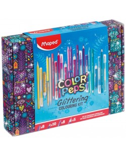Kit de colorat lucios Maped Colorpeps Glitter - 31 de piese 