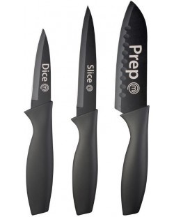 Set de cuțite MasterChef - 3 piese, oțel, PP-TPR, negru