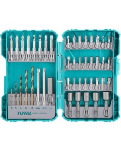 Set de biți și burghie TOTAL - Industrial, 45 piese