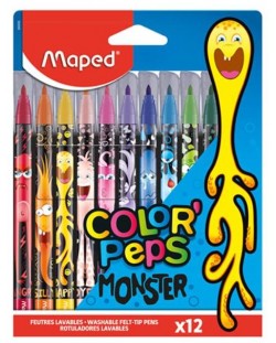 Set carioci Maped Color Peps - Monster, 12 culori