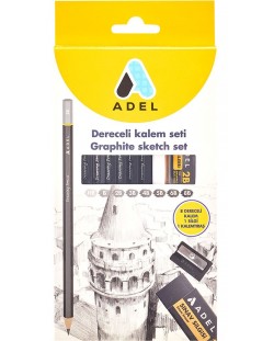 Set de creioane Adel - Cu ascuțitoare și gumă de șters