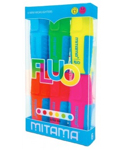Un set de mini markere de text Mitama - Fluo, 6 culori