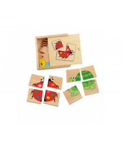 Set puzzle-uri din lemn Woody – 4 in 1