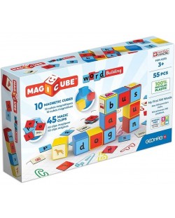 Set de cuburi magnetice Geomag - Magicube, Word Building EU, 55 de părți
