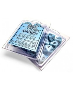 Set zaruri Chessex Opaque Pastel - Blue/black, 10 bucati