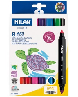 Set carioci cu 2 varfuri Milan - Maxi Bicolour, 16 culori