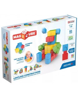 Set cuburi magnetice Geomag - Magicube, Try me, 64 de părți