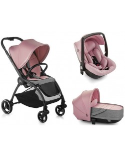 Carucior combinat 3 in 1 Jane -  Outback Crib One, Be Solid-Pink
