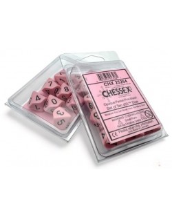 Set zaruri Chessex Opaque Pastel - Pink/black, 10 bucati