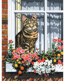 Set de desen pe panza Royal - Pisica la fereastra, 23х30 cm