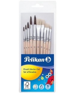 Set de pensule rotunde si plate Pelikan Starter – 10 bucati