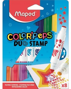 Set carioci Maped Color Peps Duo - 8 culori, cu stampile