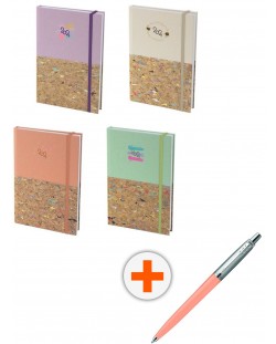 Set calendar-carnețel Spree - Pastel Pop, cu pix Parker Royal Jotter Originals Glam Rock, розова