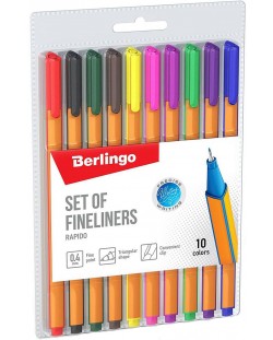 Set de finelineri Berlingo Rapido - 0.4 mm, 10 culori