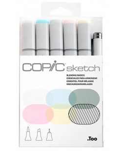 Set de markere Too Copic Sketch - Amestecare de bază, 5 culori + 1 multi liner