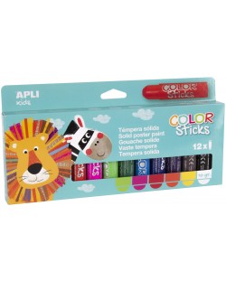 Set de creioane pentru desen APLI Kids - Baton de guache, 12 culori pastelate