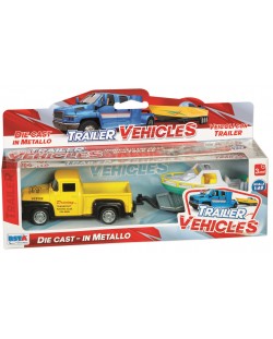 Set RS Toys - Camion retro cu barca sau rulota, 1:48, sortiment