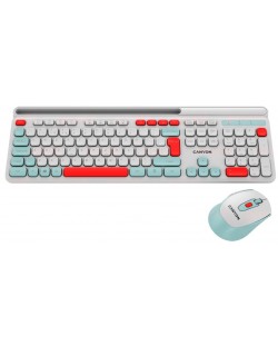 Kit mouse și tastatură  Canyon - CNS-HSETW5WT, wireless, alb