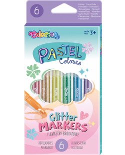 Set markere Colorino Pastel - 6 culori cu brocart