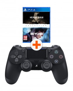 Controller  - DualShock 4, v2, negru + Heavy Rain & Beyond Two Souls Collection (PS4)